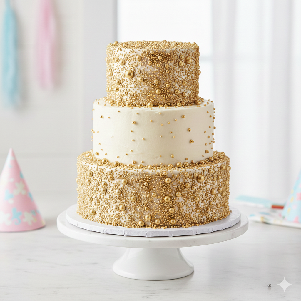 20g Big & Small Golden Edible Balls – Sparkling Cake Sprinkles