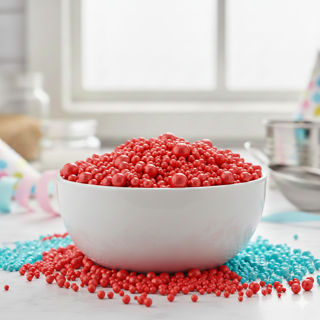 50g Red Sugar Balls for Cake Decoration | Edible Sprinkles