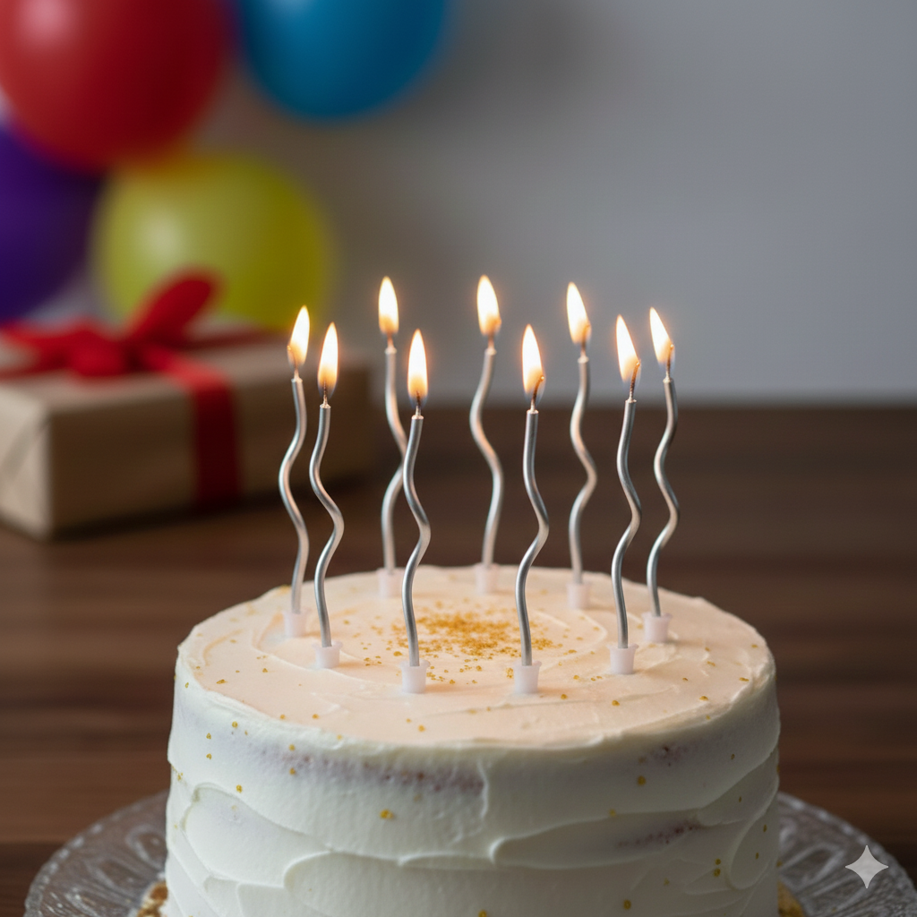 Silver Twisted Cake Candles | Metallic Spiral Birthday Cake Candles