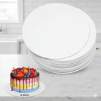8 Inch Round White MDF Cake Base (10 PCS) | Strong Cake Board for Bakery & Home Baking