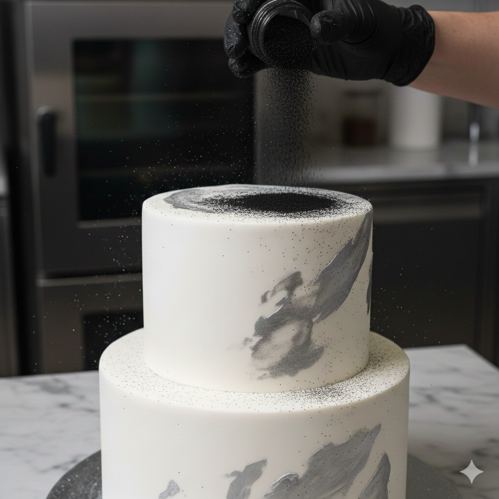 Black Shimmer Edible Glitter Dust for Cake Decoration