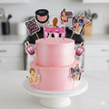 Makeup Theme Cake Topper | Beauty Theme Acrylic Cake Topper for Birthday & Salon Party
