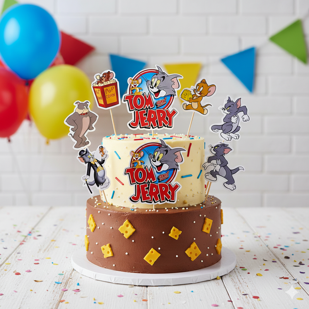 Tom and Jerry Theme Cake Topper for Birthday Cake | Cartoon Cake Decoration