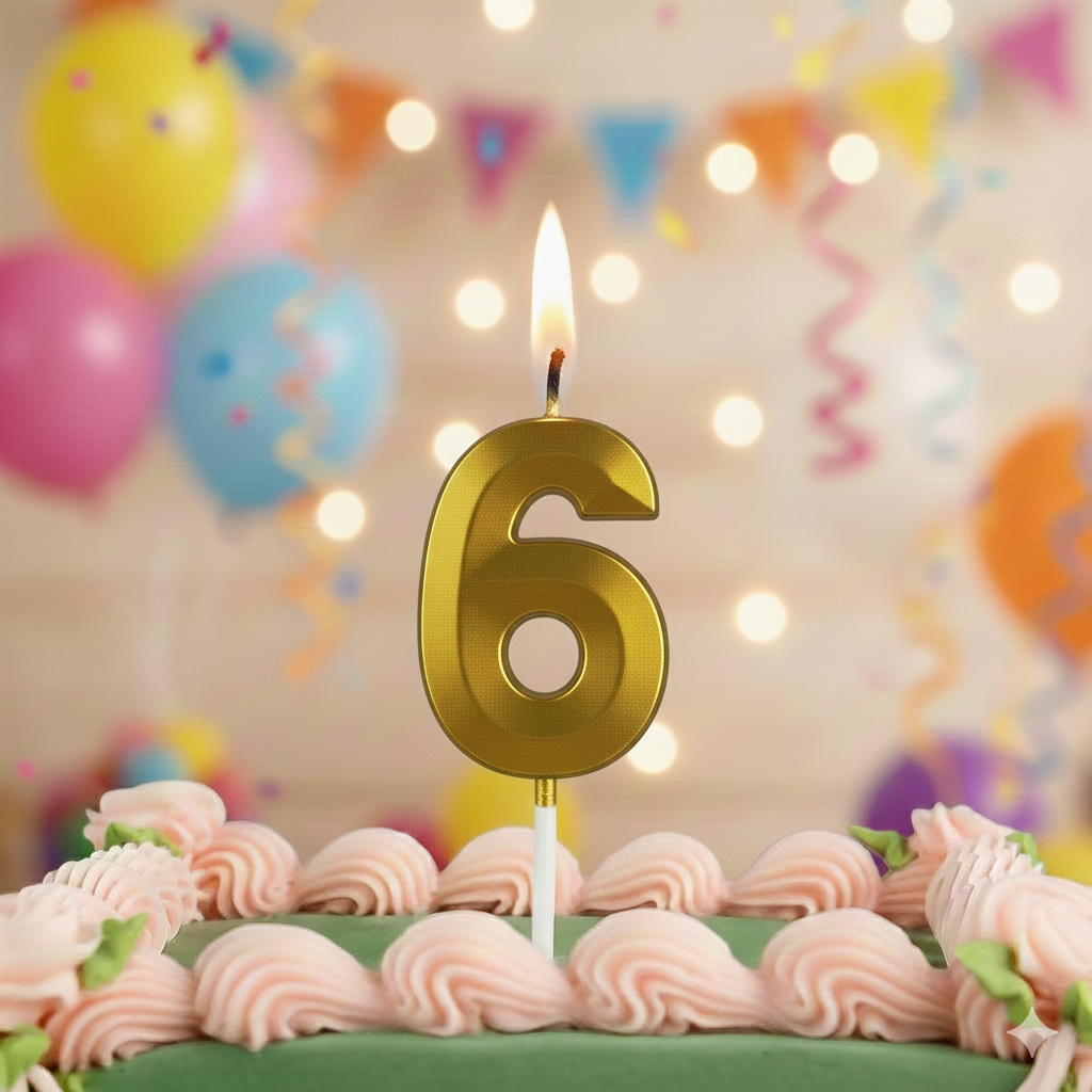 6 Golden Number Candle – Birthday & Decorative Cake Number Candle