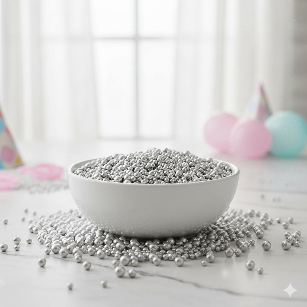 20g Silver Sprinkles Big  – Edible Silver Balls for Cake Decoration