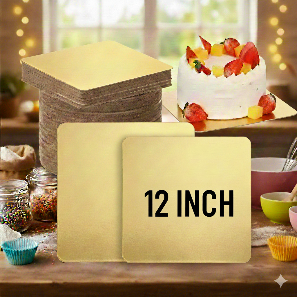 12 Inch Square MDF Cake Base (5 PCS) | Strong Reusable Cake Board