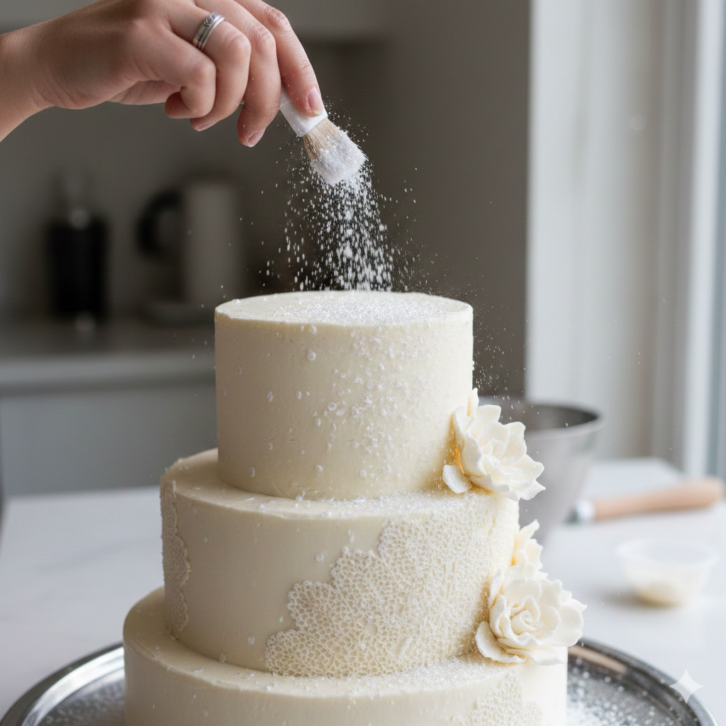 White Shimmer Glitter for Cake Decoration