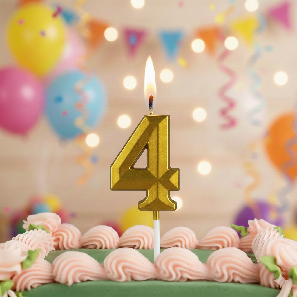 4 Golden Number Candle – Birthday & Decorative Cake Number Candle