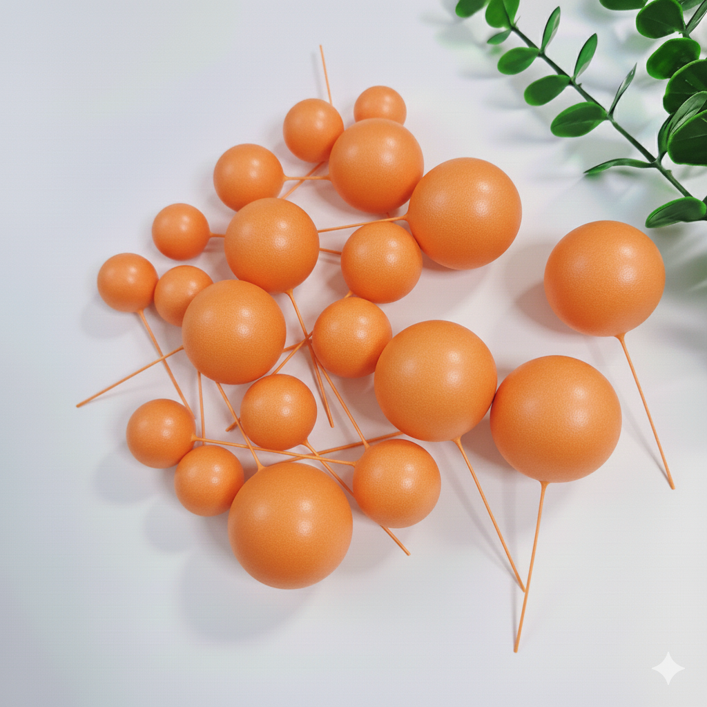 Orange Cake Decoration Balls – Faux Sugar Balls, 20 Pcs Pack