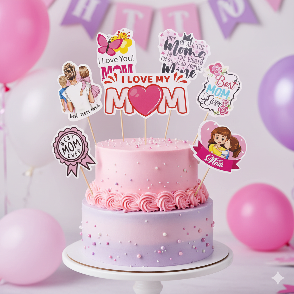 Mom Cake Topper | Elegant Cake Decoration for Birthday & Anniversary