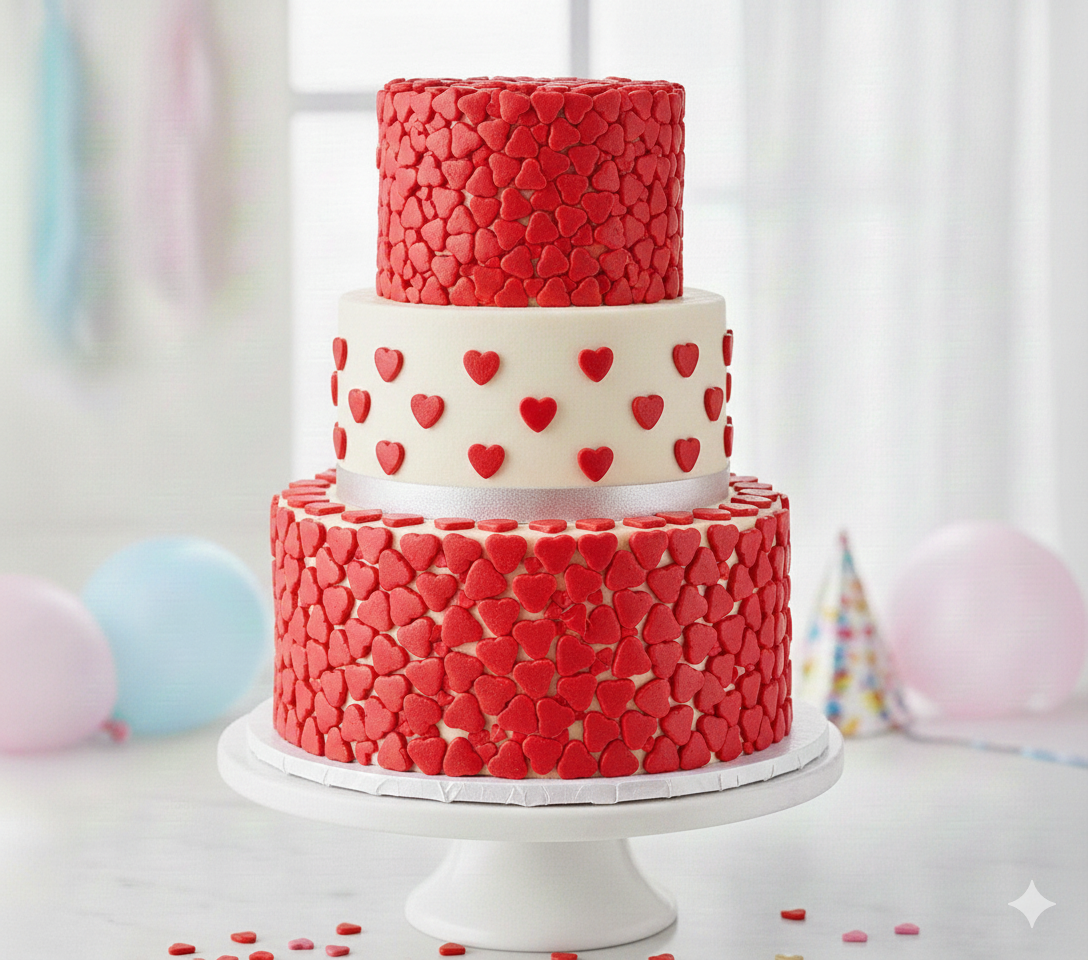 20g Red Heart Sprinkles for Cake Decoration | Edible Baking Sprinkles