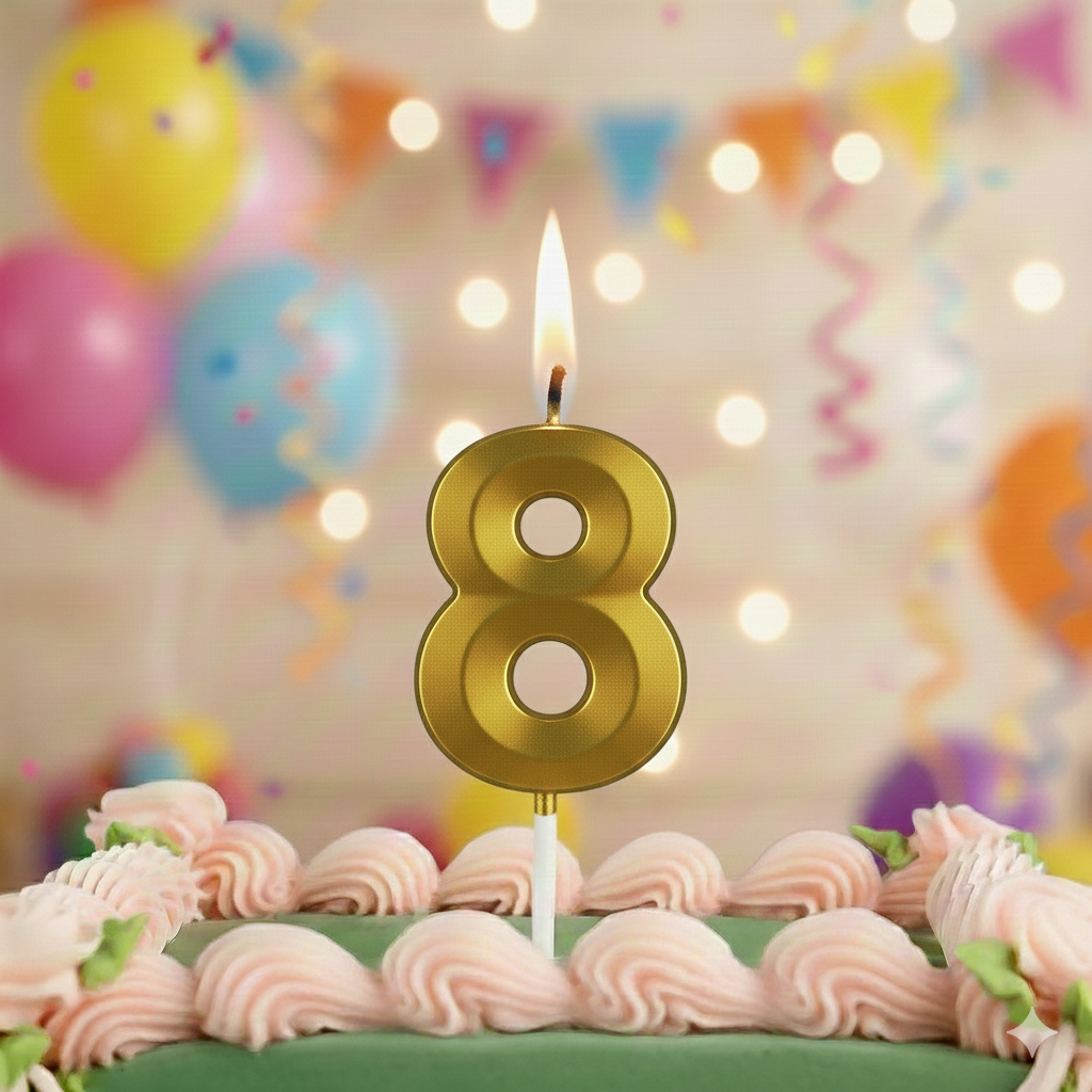 8 Golden Number Candle – Birthday & Decorative Cake Number Candle