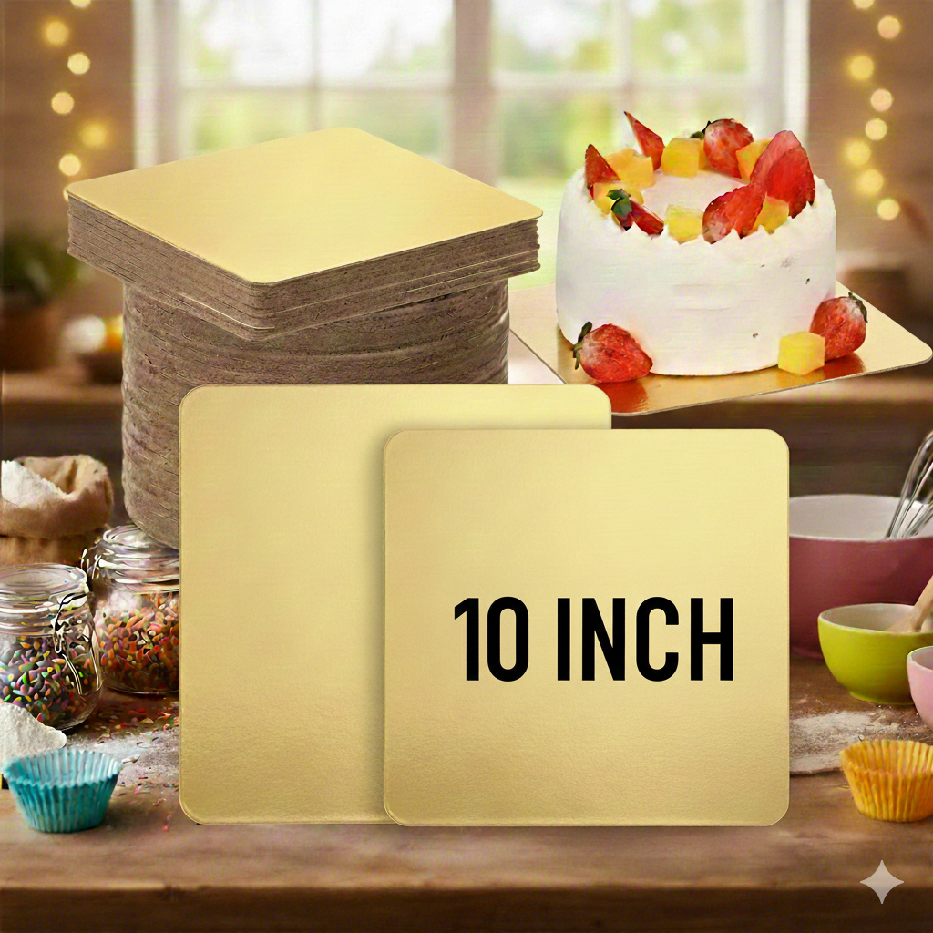 10 Inch Square MDF Cake Base (10 PCS) | Strong Reusable Cake Board