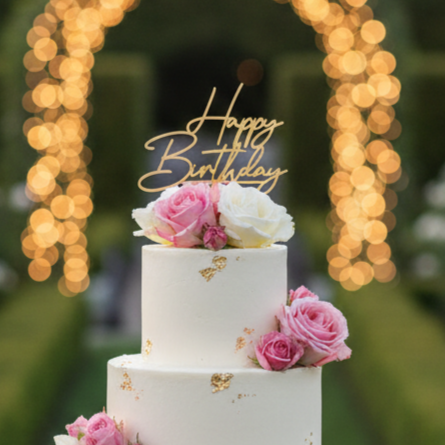 HBD31 | 5 inch Happy Birthday Acrylic Cake Topper | Golden Colour | Party Cake Decoration