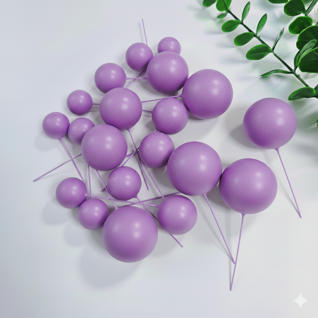 Purple Cake Decoration Balls – Faux Sugar Balls, 20 Pcs Pack