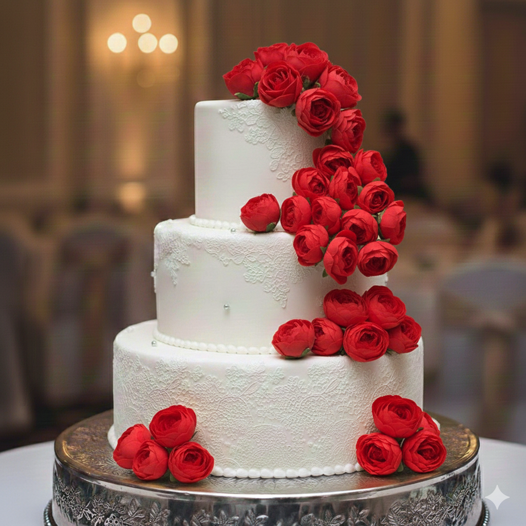 10 Pcs Red Scented Rose – Artificial Decorative Flower for Cake & Gift Decoration