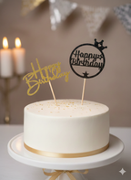 Hori & Round Happy Birthday Glitter Paper Cake Topper – perfect for party cakes and Birthday decorations