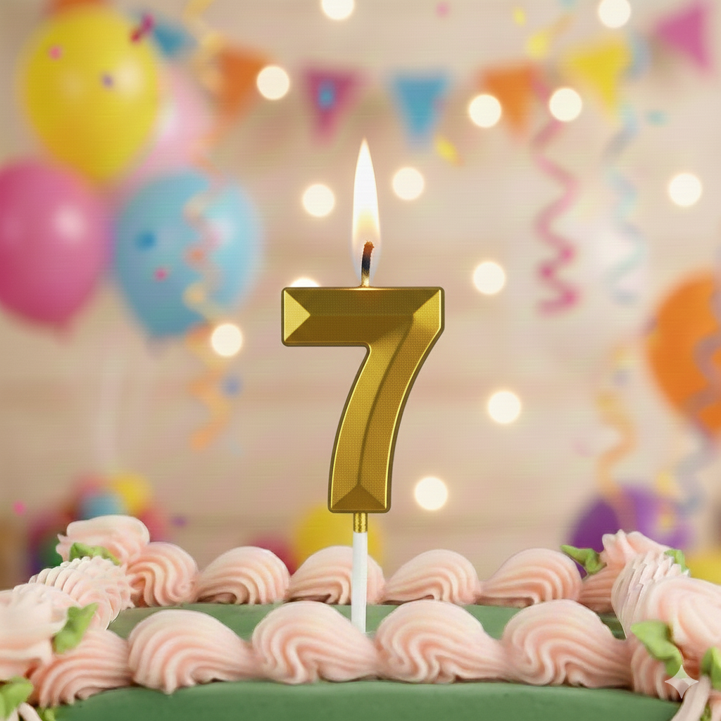 7 Golden Number Candle – Birthday & Decorative Cake Number Candle