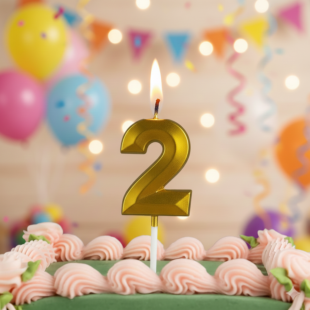 2 Golden Number Candle – Birthday & Decorative Cake Number Candle