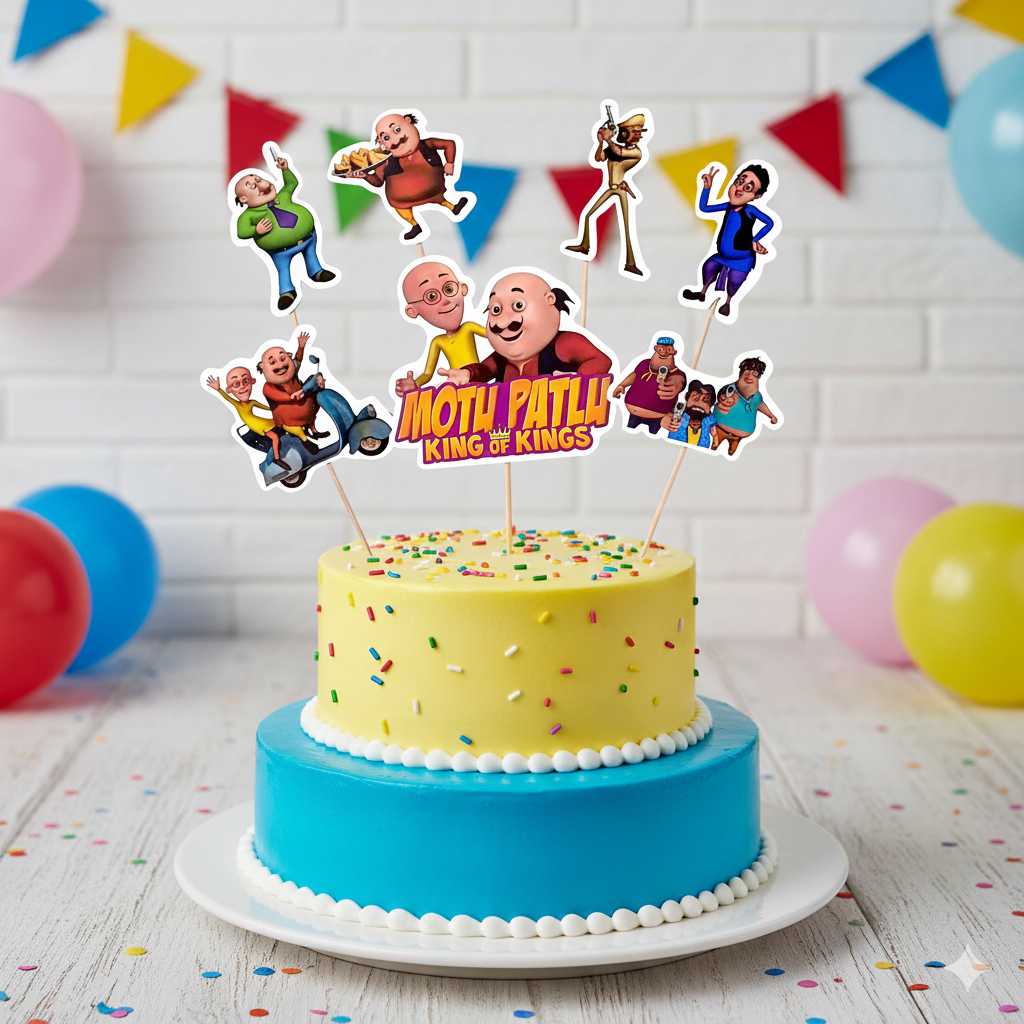 Motu Patlu Cake Topper – Kids Birthday Cake Decoration