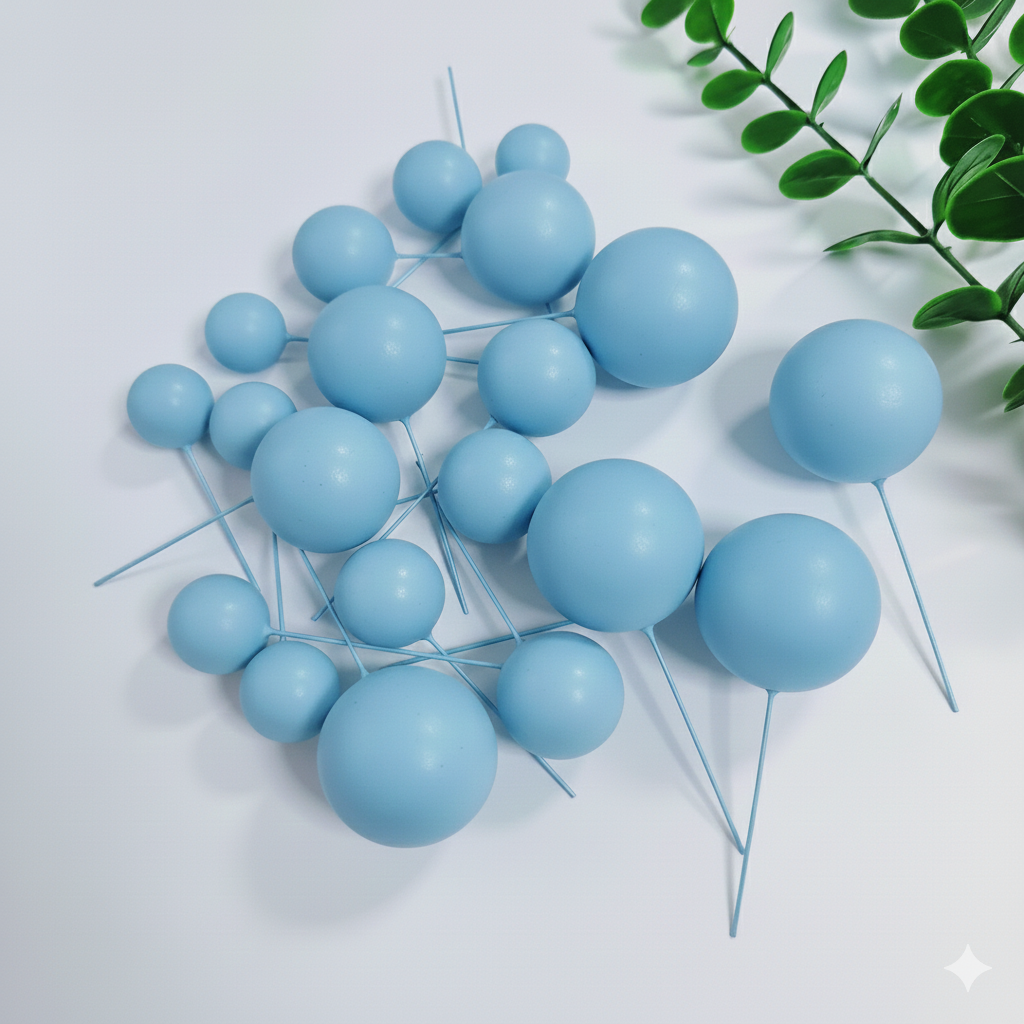 20 Pcs Sky Blue Faux Balls – Cake Decoration Supplies