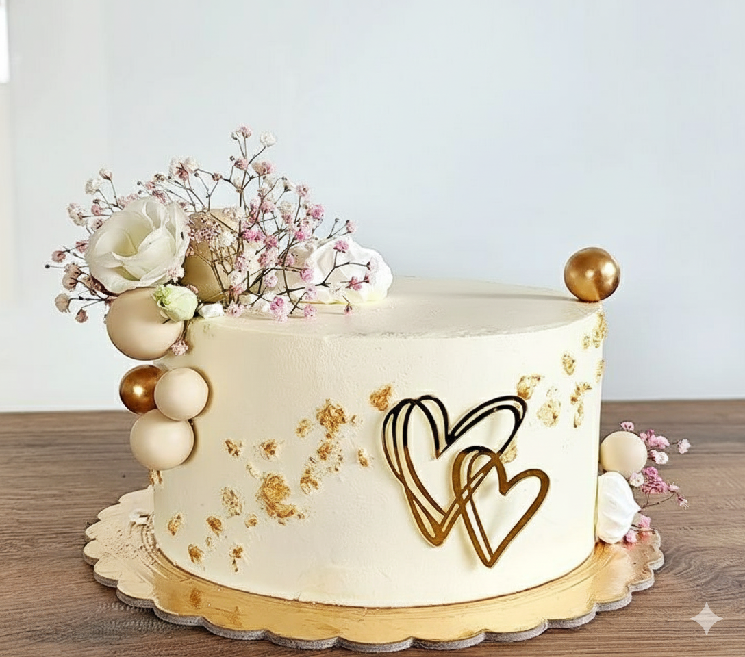 SD17 | (Pack of 2 Pc) Side Acrylic Heart Cake Topper For Birthday Wedding Engagement & Anniversary  Celebration Cakes