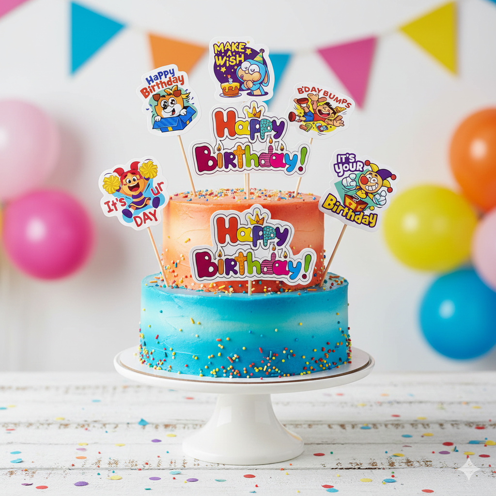 Happy Birthday Cake Topper – Non-Acrylic | Cake Decoration Supplies