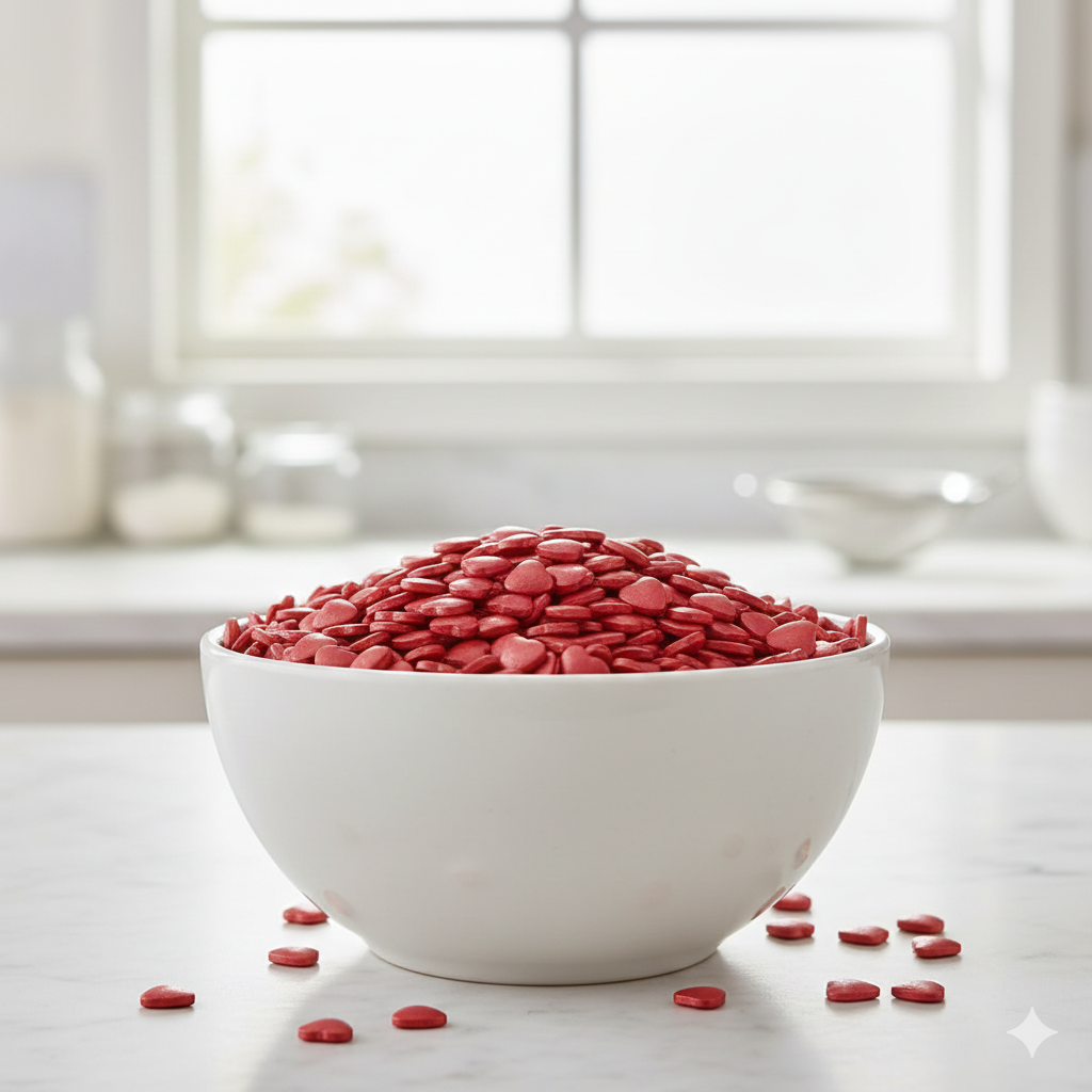 20g Red Heart Sprinkles for Cake Decoration | Edible Baking Sprinkles