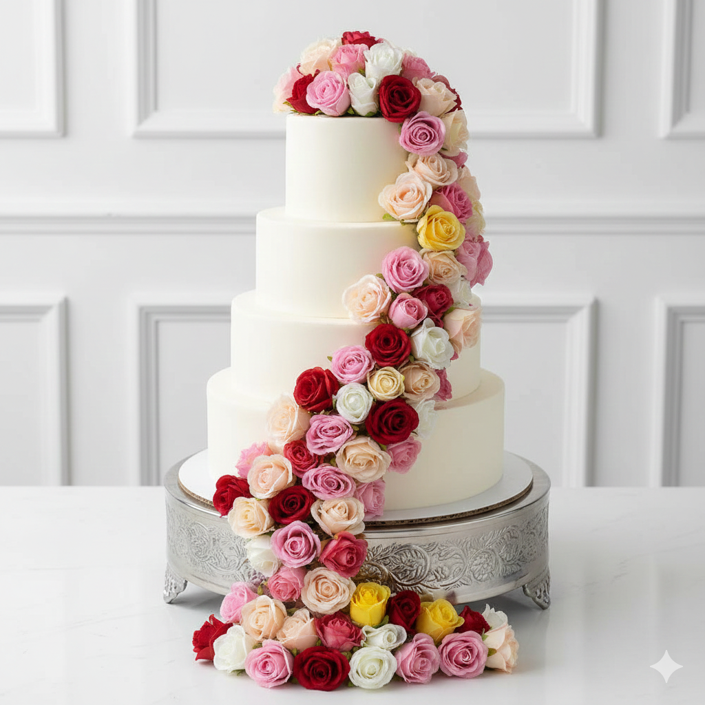 10 Pcs Pastel Rose Colour Mix – Non-Edible Cake Decoration Roses