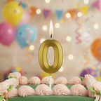 0 Golden Number Candle – Birthday & Decorative Cake Number Candle