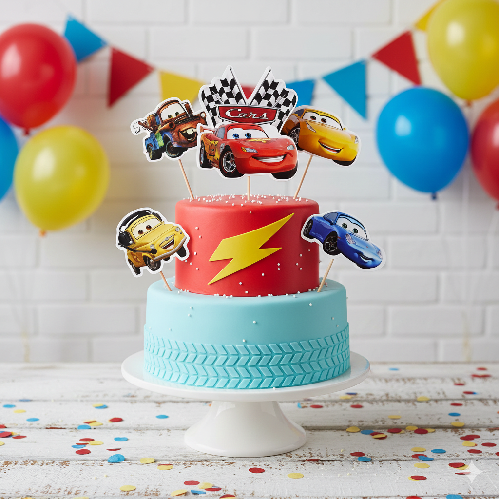 Car Theme Cake Topper | Birthday Cake Decoration | Non-Acrylic Cake Topper