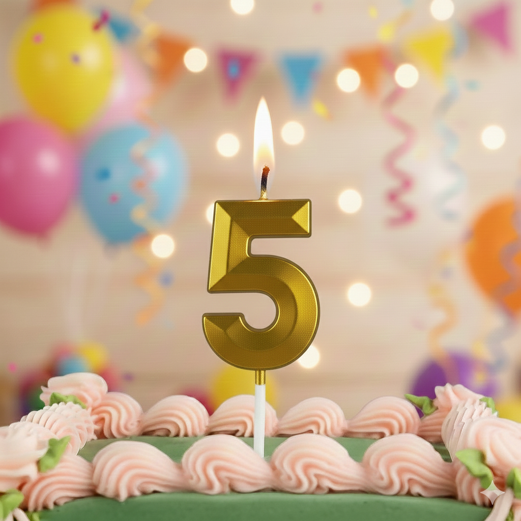 5 Golden Number Candle – Birthday & Decorative Cake Number Candle
