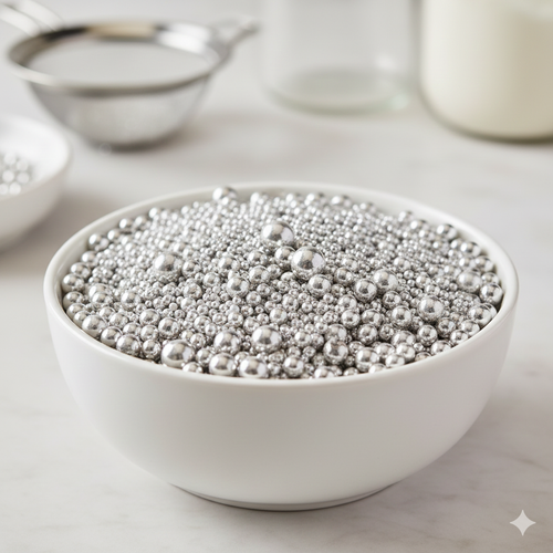 20g Big & Small Silver Edible Balls – Sparkling Cake Sprinkles