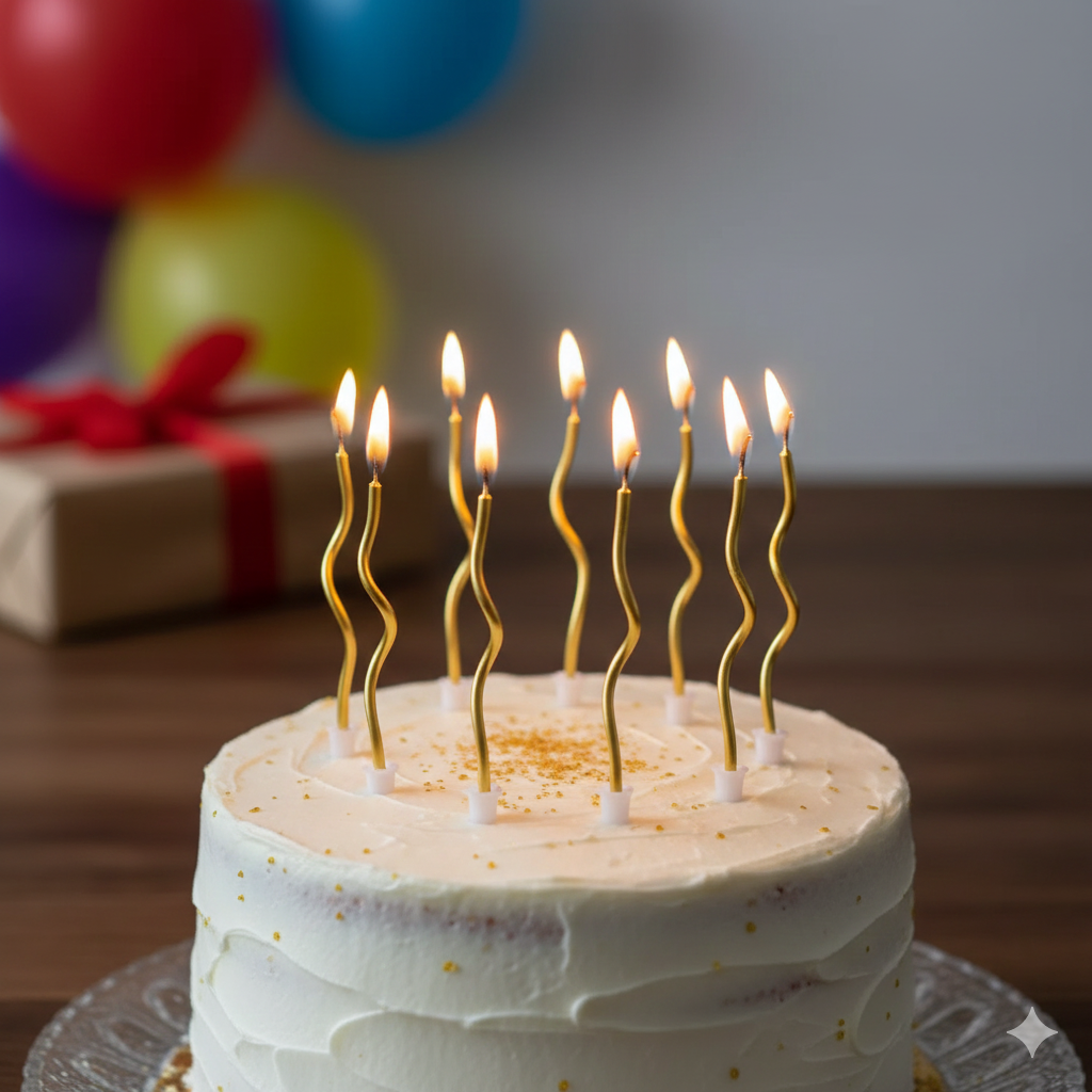 Golden Twisted Spiral Cake Candles | Premium Birthday & Party Candles (Pack of 6)