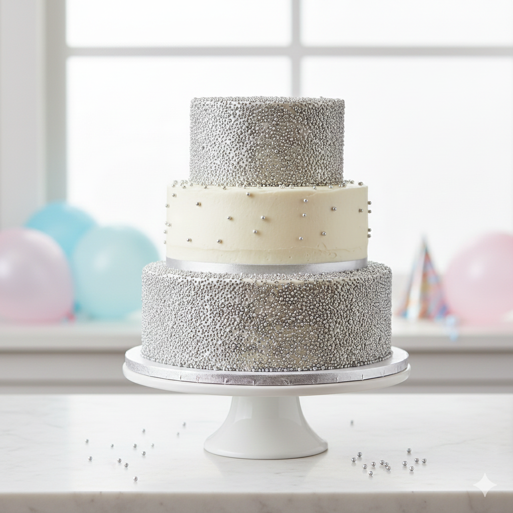 20g Silver Sprinkles Small  – Edible Silver Balls for Cake Decoration