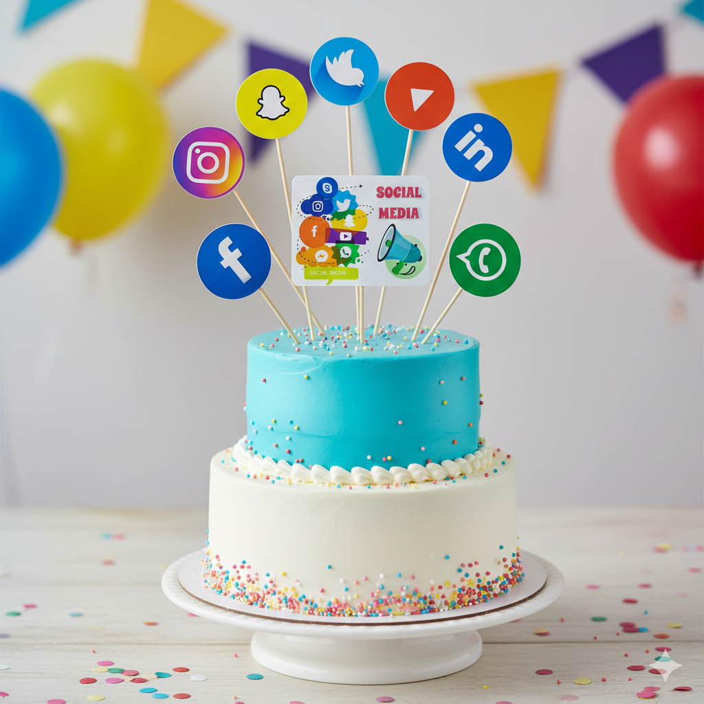 Social Media Cake Topper | Instagram Cake Decoration | Trendy Party Cake Topper