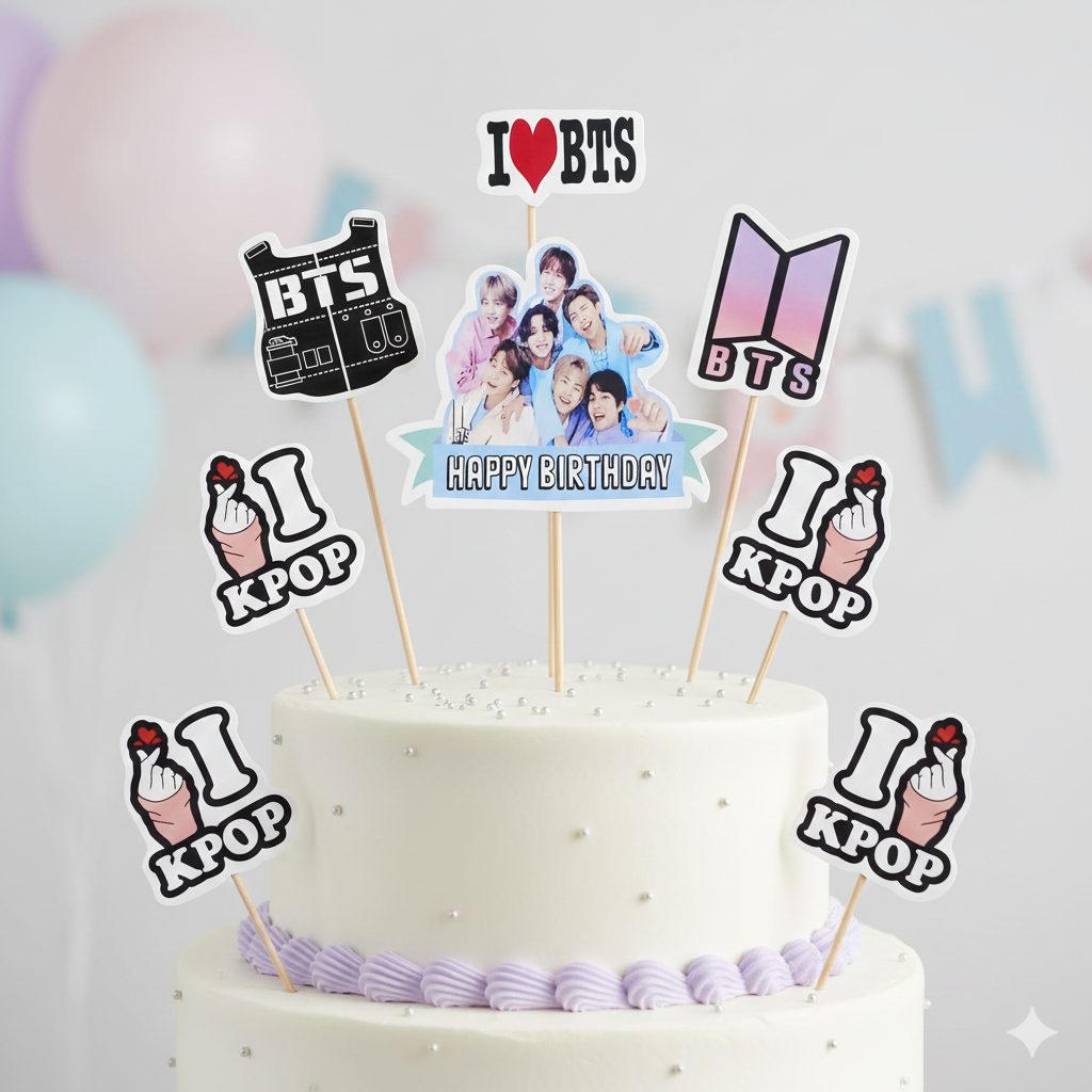 BTS Cake Topper | Birthday Cake Decoration | K-Pop Theme Cake Accessory