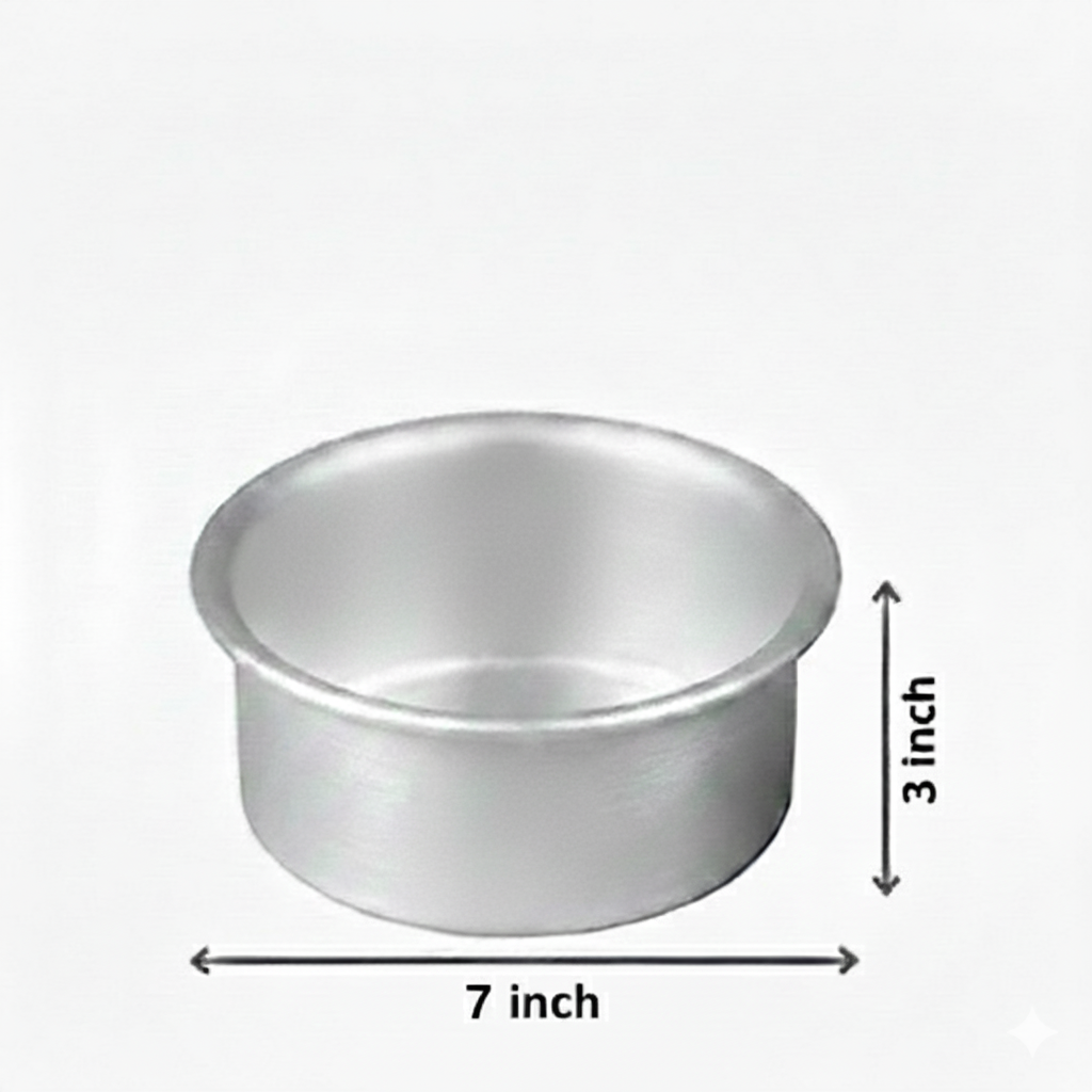 7×3 Inch Aluminium Round Cake Tin | Heavy-Duty Baking Pan