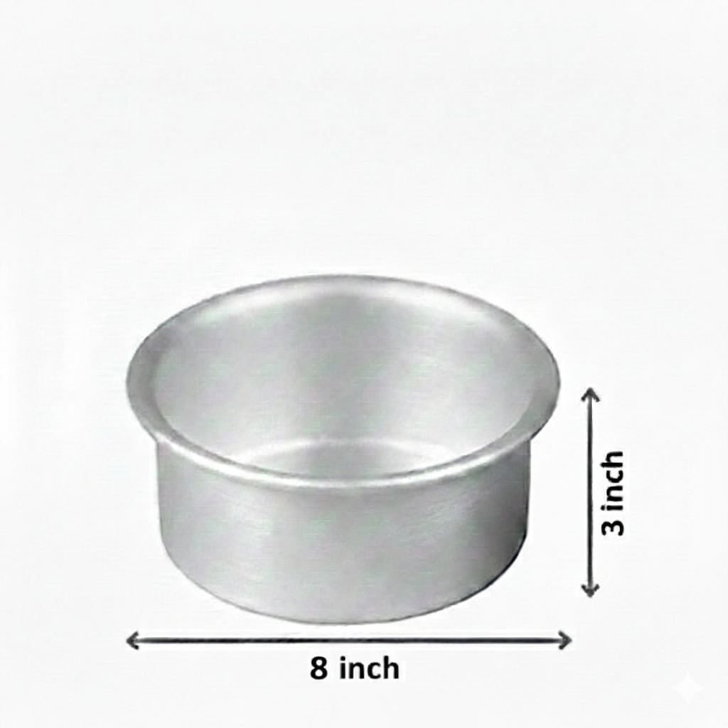 8×3 Inch Aluminium Round Cake Tin | Heavy-Duty Baking Pan
