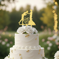 HBD026 | 5 inch Happy mr and mrs  Acrylic Cake Topper | Golden Colour | Party Cake Decoration