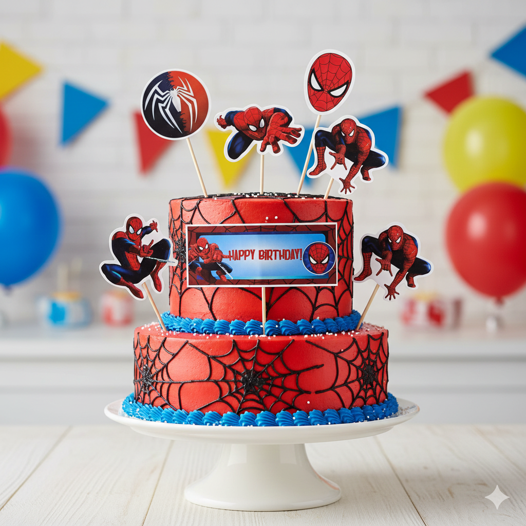 Spiderman Cake Topper | Kids Birthday Cake Decoration | Party Cake Accessory
