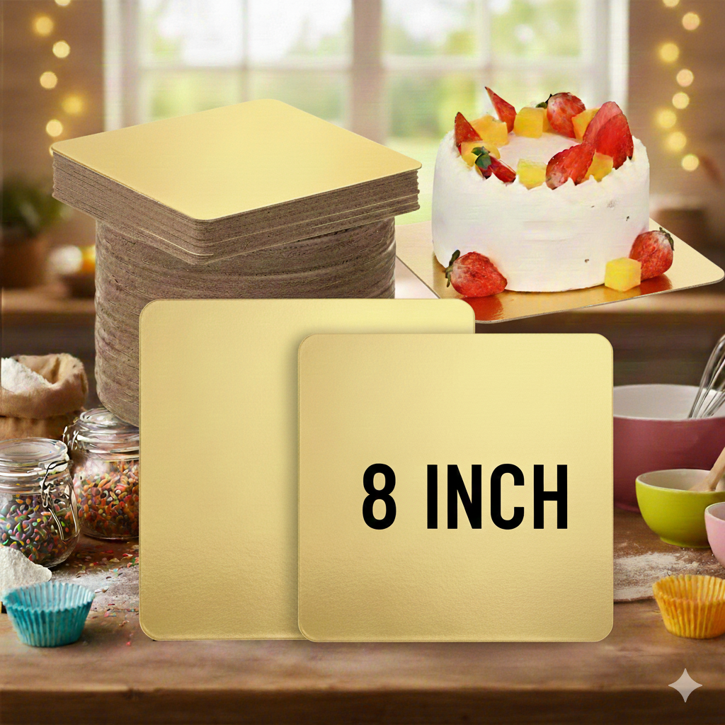 8 Inch Square MDF Cake Base (10 PCS) | Strong Reusable Cake Board
