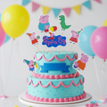 Peppa Pig Cake Topper | Kids Birthday Cake Decoration | Cartoon Theme Cake Accessory