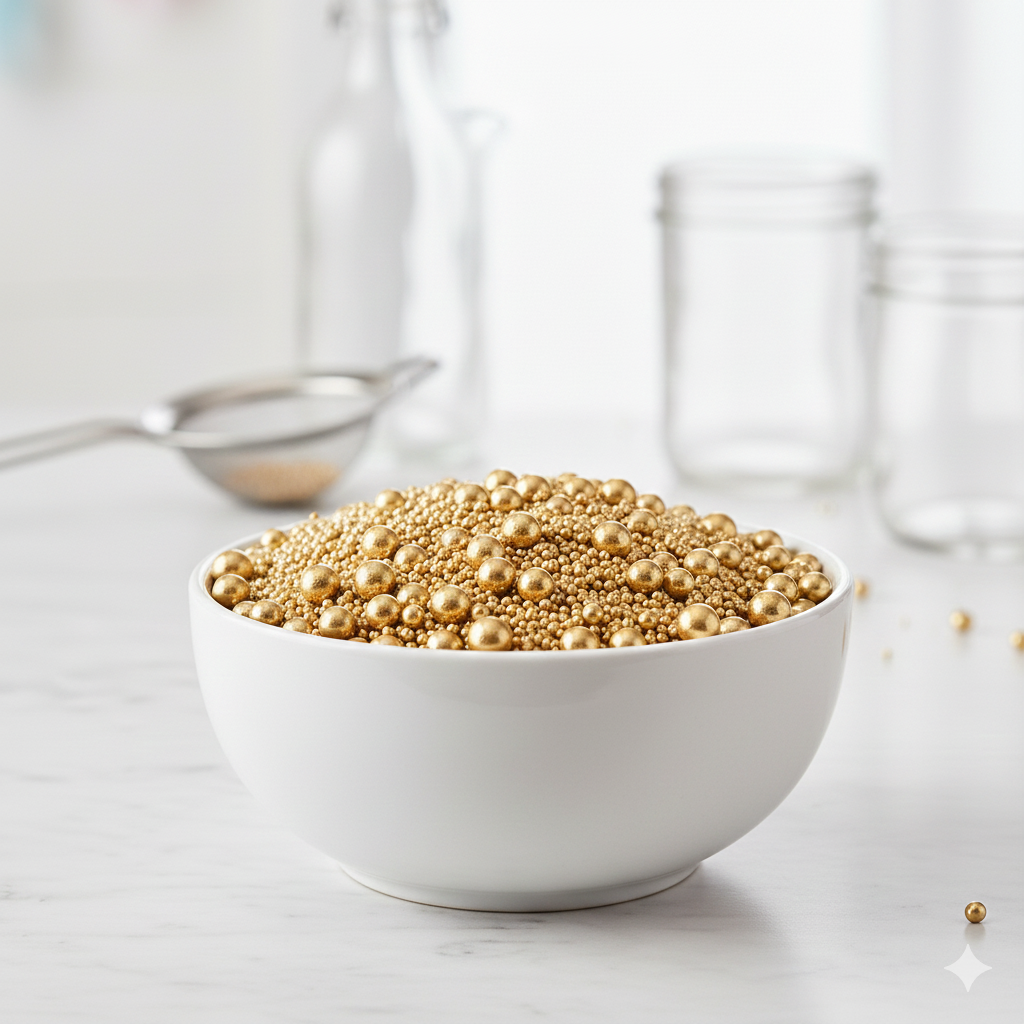 20g Big & Small Golden Edible Balls – Sparkling Cake Sprinkles