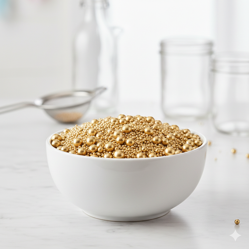 20g Big & Small Golden Edible Balls – Sparkling Cake Sprinkles