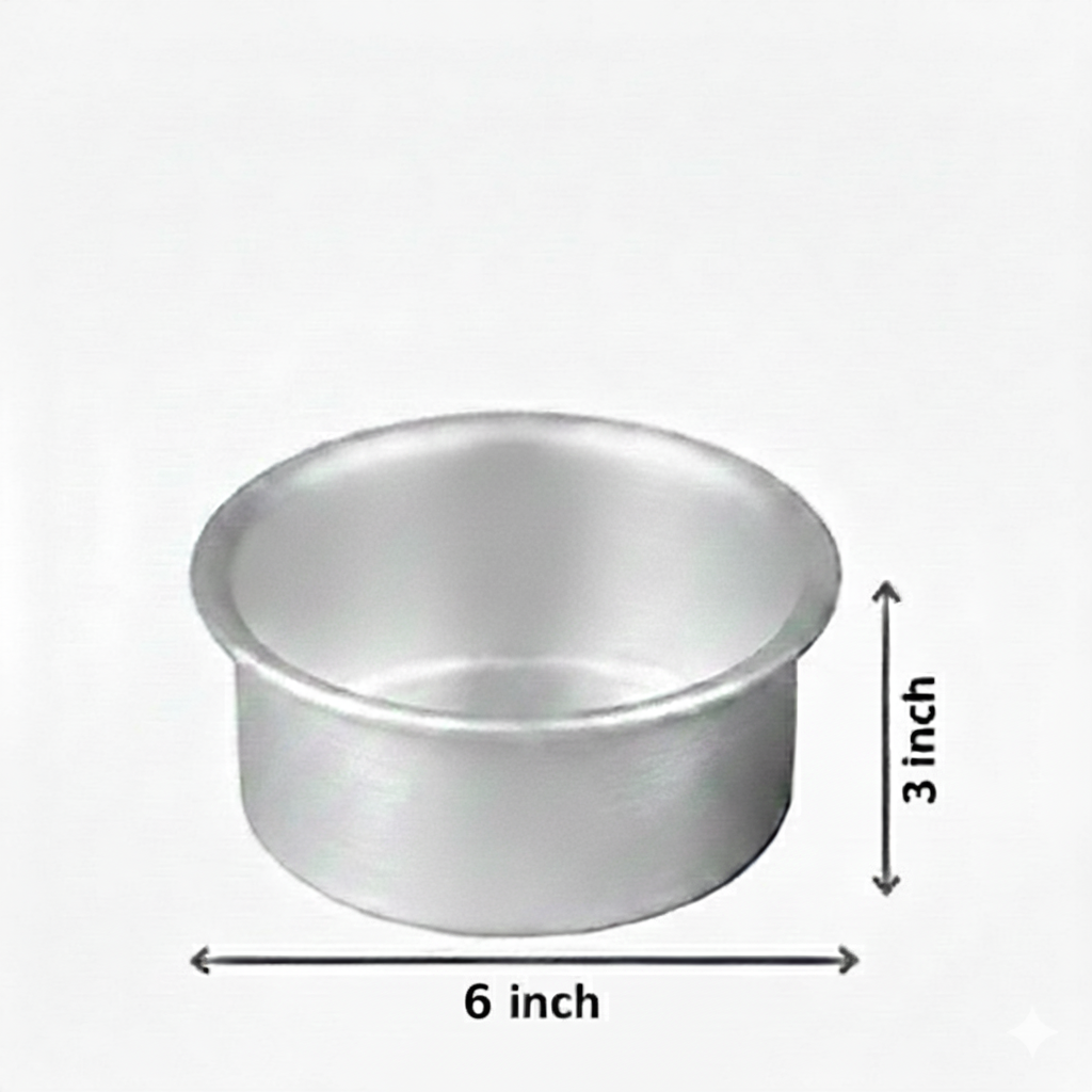 6×3 Inch Aluminium Round Cake Tin | Heavy-Duty Baking Pan