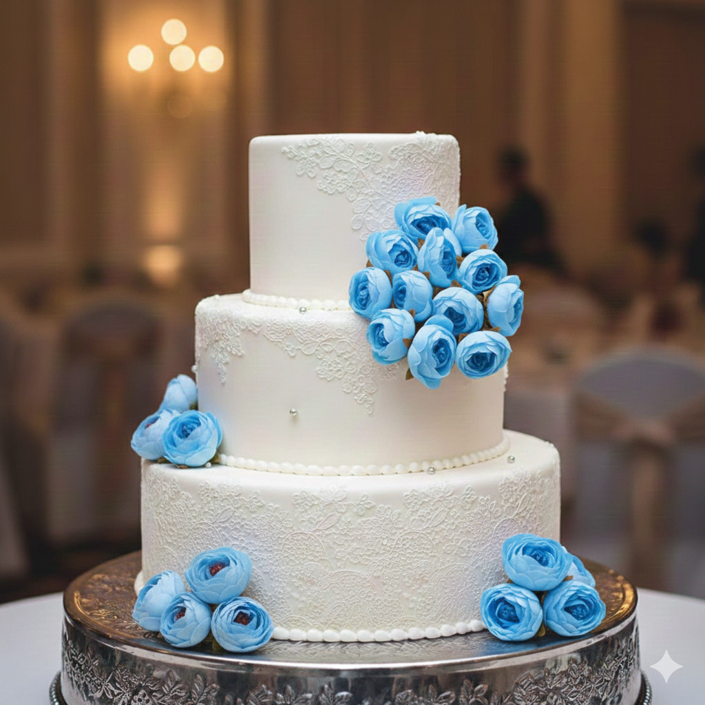 1 Pc Blue Peony Artificial Flower for Cake Decoration