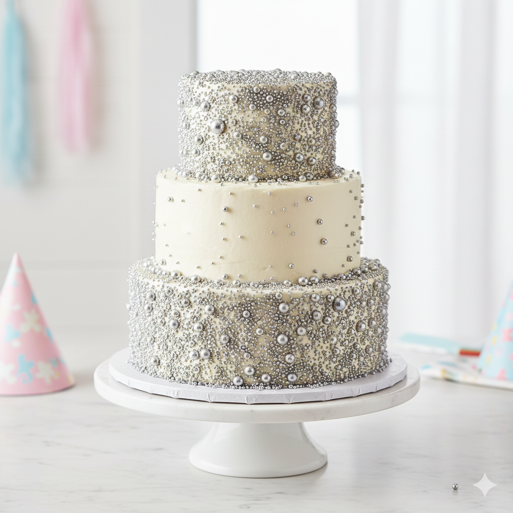 20g Big & Small Silver Edible Balls – Sparkling Cake Sprinkles