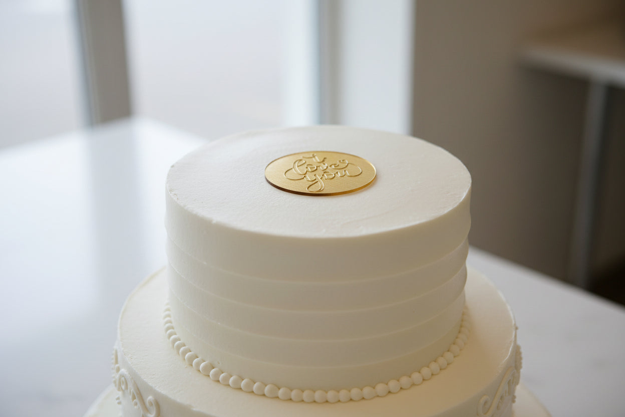 5 pcs Round Acrylic “I Love You” Coins – Cake Topper Decoration