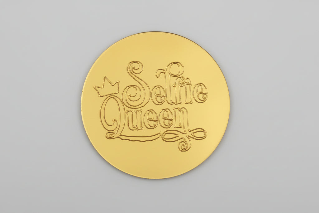 Acrylic Coin Cake Topper – Selfie Queen Design | Round Shape | Cake Decoration | Pack of 5 Pcs